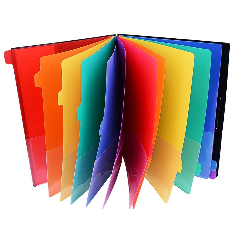 Carpeta extendida, 12 letras de bolsillo, clasificador de papel A4, bolsa de almacenamiento de archivos de plástico, iridiscente
