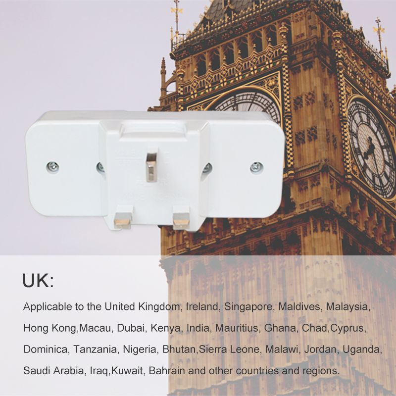 250V 6A UK Plugs Adaptors With Switch Universal EU US AU To UK Electrical Socket Travel in England Ireland Singapore Maldives
