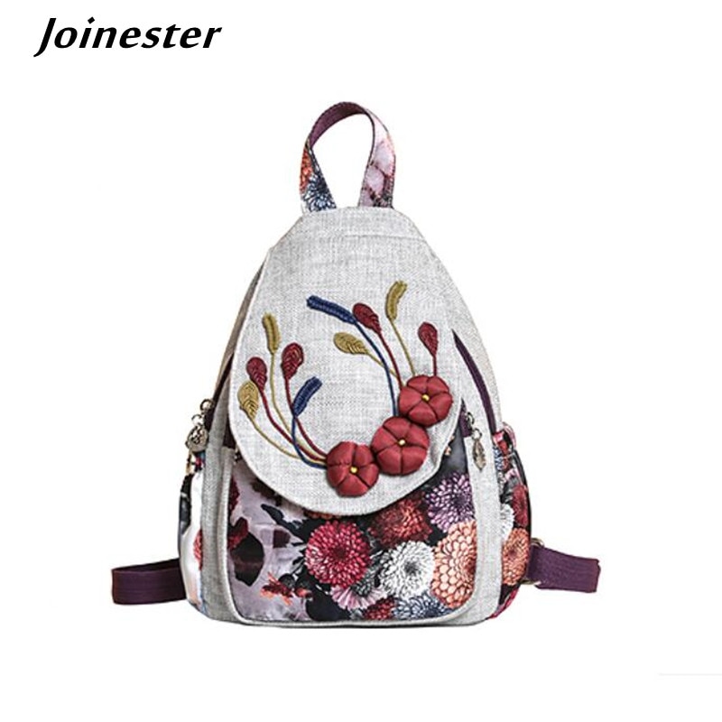 Ethnische retro Baumwolle Leinen Frauen Rucksack Weibliche Applikationen Alle Zweck Rucksäcke Leichte Reisetasche Taschen für Mädchen Schul
