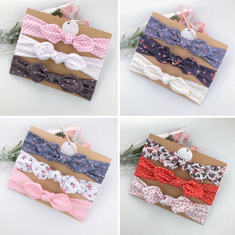 3 stuks/set stippen bloemen baby hoofdband schattige konijnenoren baby meisjes hoofdbanden strik meisjes haarbanden tulband baby haaraccessoires