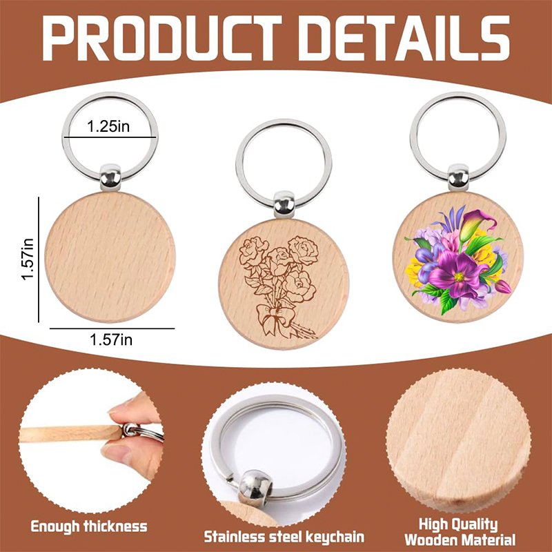 120 stuks blanco houten sleutelhanger DIY houten auto sleutelhanger bulk