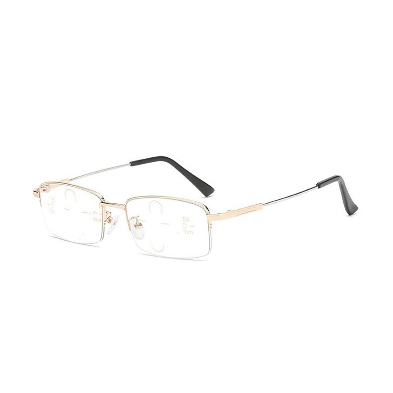 Lunettes de vue multifocales progressives anti-lumière bleue elbru en métal titane pour femmes et hommes, anti-fatigue, loupes, presbytie: +400 / Or