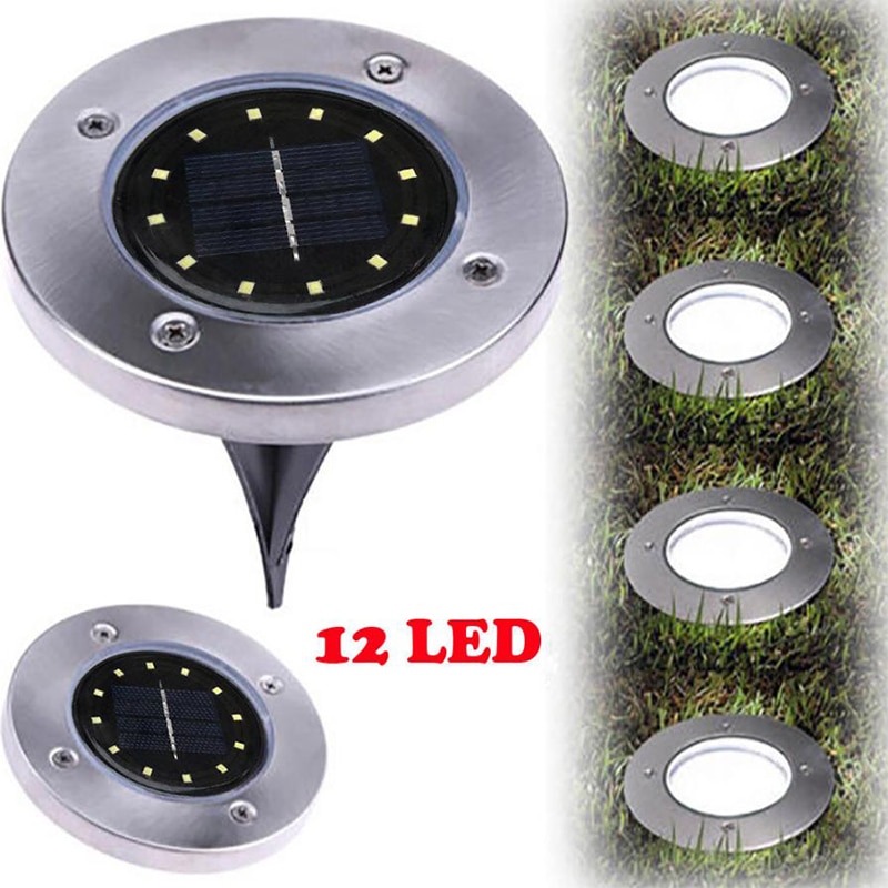 Solar powered luz à terra caminho do jardim à prova dwaterproof água deck luzes com 12 leds lâmpada solar para casa quintal garagem gramado estrada