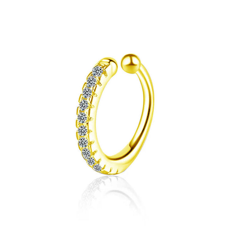 1pc nova chegada moda requintado arco-íris zircão orelha manguito brinco para a mulher geometria cristal sem piercing orelha clipe de jóias de verão: 2 silver