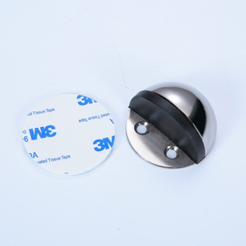 Floor-mounted Door Stops Stainless Steel Glass Door Rubber Semi-circular Anti-collision Punch Free Door Stop Wood Door Holder: 5