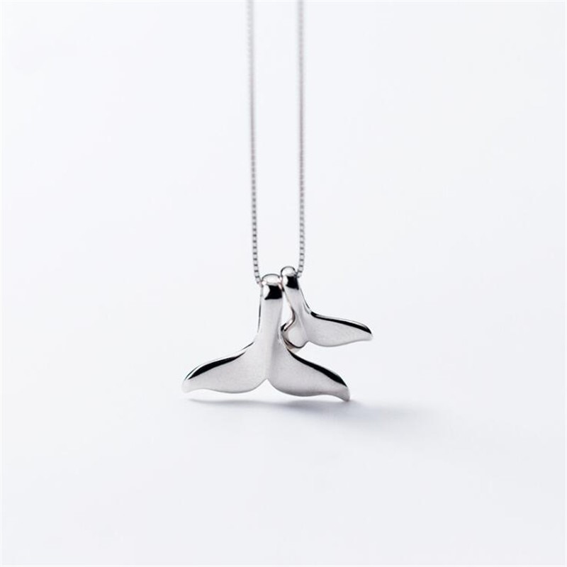 Personality 925 Sterling Silver Jewelry Fishtail Dolphin Sweet Cute Female Pendant Necklaces N209