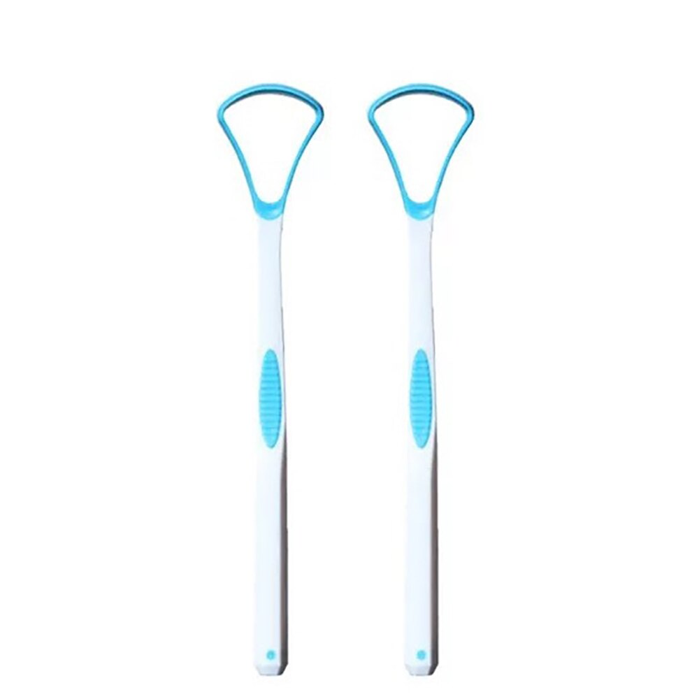 2pcs Portable Tongue Cleaner Brush Soft Tongue Scraper Floss Dental Care Keep Fresh Breath Oral Hygiene Health Care Tools: blue