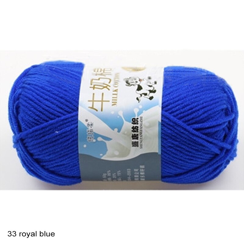 1 Roll Dyed Knitting Yarns Wool Soft Warm Baby Yarn Hand Knitted Yarn Crochet Yarn Milk Cotton Wool Apparel Fabric Accessories: 33 royal blue
