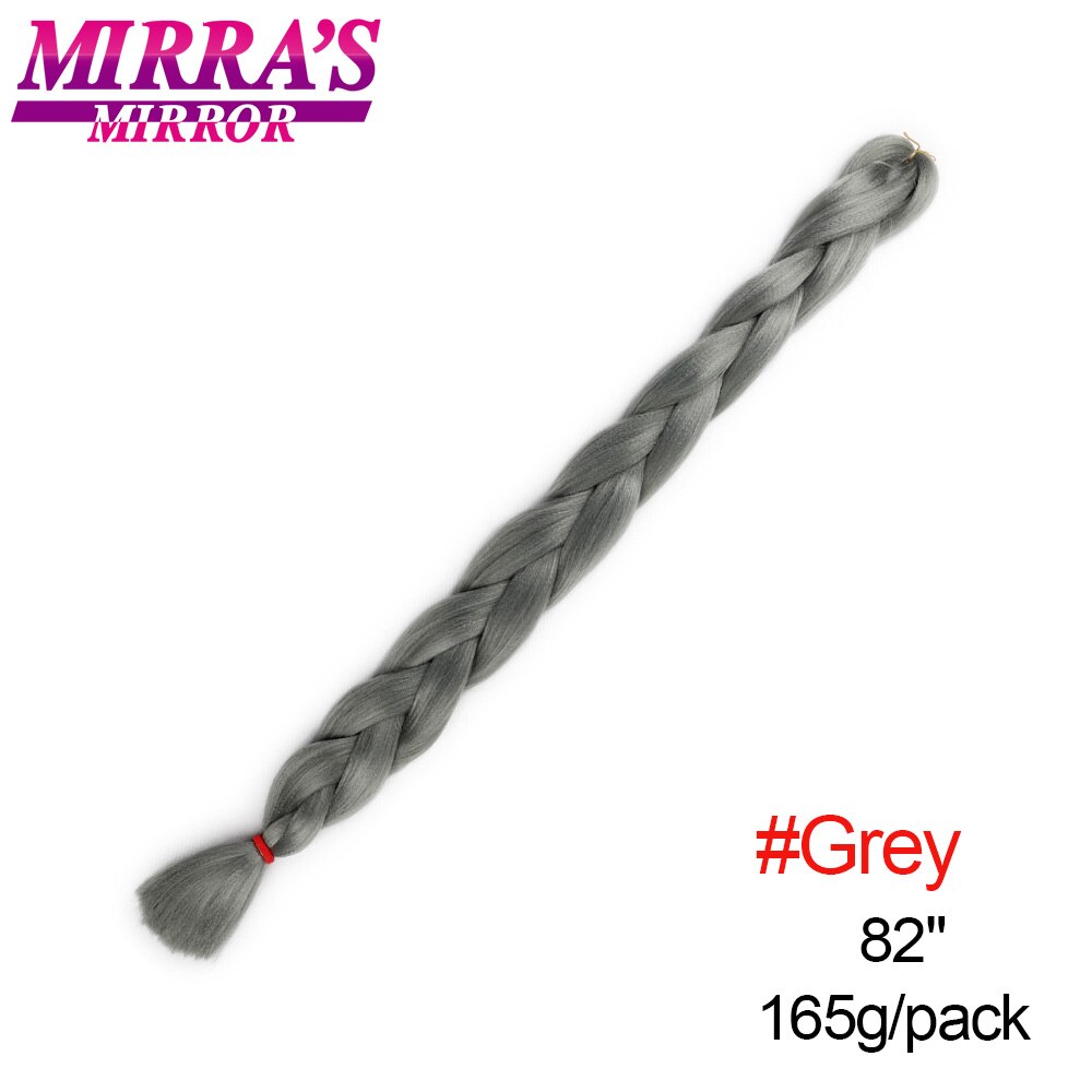 Mirra's Mirror – Extensions de tresses synthétiques Jumbo, 82 pouces, tresses Afro colorées rose bleu gris noir: # Gris