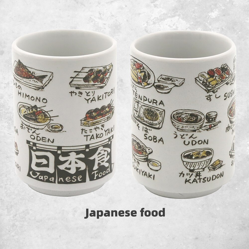 Japanska intryck keramiska muggar 300ml te vin sushi kopp rolig familj restaurang dekoration resa för vänner: Japansk mat