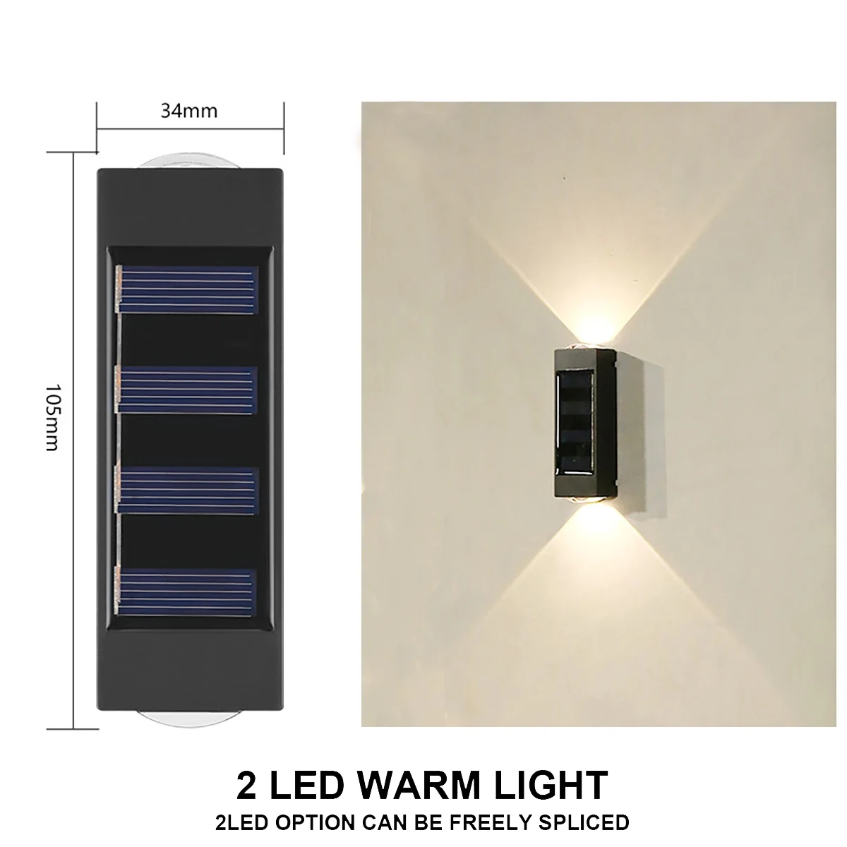 Lámpara Solar de pared para exteriores, luz alimentada por energía Solar impermeable hacia arriba y hacia abajo, ilumina el hogar, jardín, porche, decoración de patio, luz Solar exterior: Azul / 0-5 W