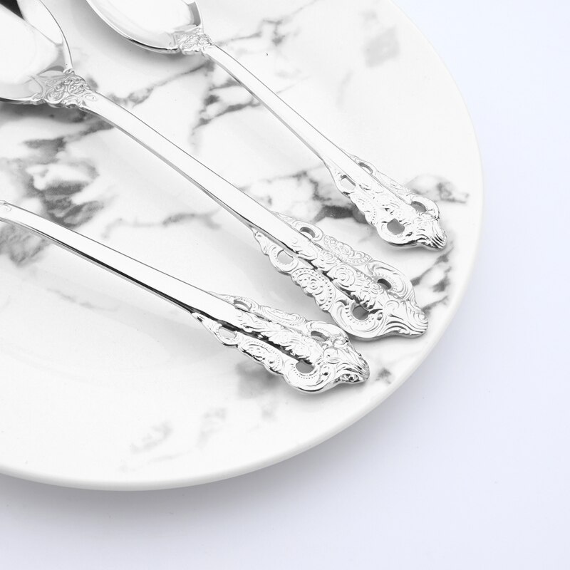 Silver Flatwar Fork Knife Spoon Set Cutlery Tableware 1pc Dinning Table Steel Kitchen Complete Dinner Set for