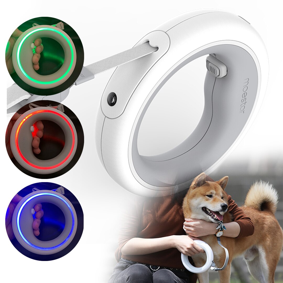 Moestar Smart UFO Versenkbare Hund Leine 2 Plus USB Lade LED Beleuchtung Seite Glow Anti-Slip Griff Ein-handed Bremse Pause Lock