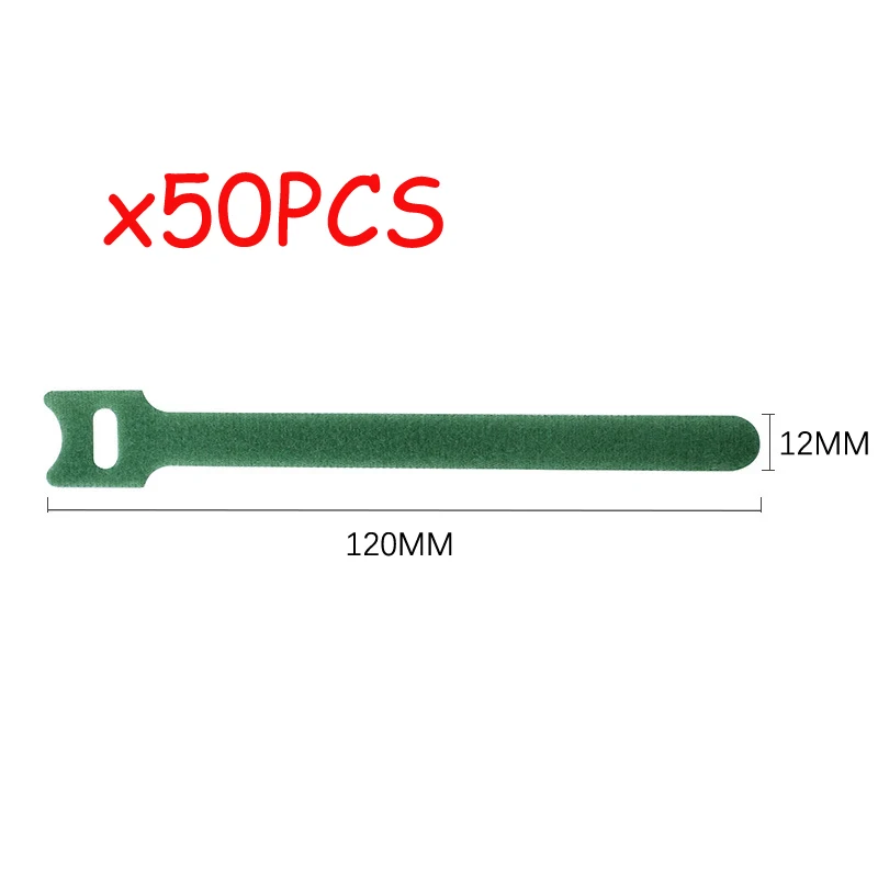 50pcs Reusable Hook and Loop Cable Ties Fastening Straps Multi-Purpose Wire Organizers for Computer/TV/Electronic Devices: green