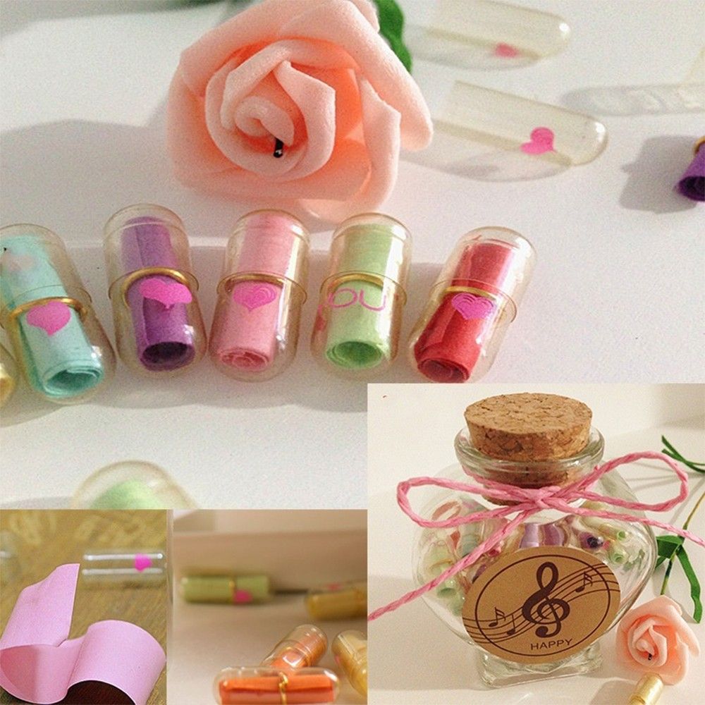 50pcs Message Capsule Pill Cute Colorful Letter Transparent Expression Message Party Surprised Accessories