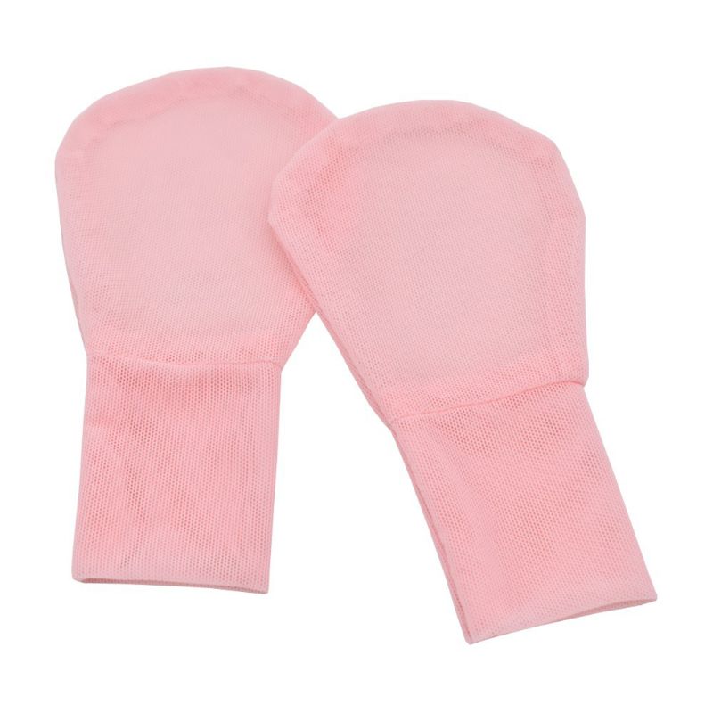 Neugeborenen Anti Kratzer Handschuhe Sommer Atmungsaktive Gittergewebe Baby Handschuhe freundlicher Schutz Gesicht Handschuhe Fäustlinge: Rosa