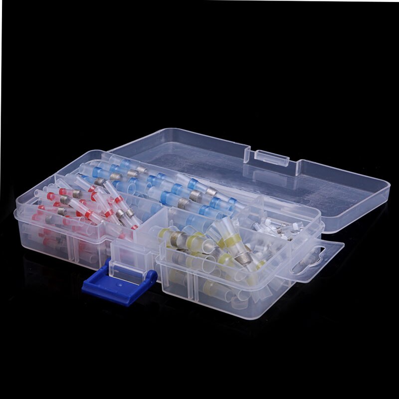 100Pcs 26-10AWG Assorted Solder Sleeve Heat Shrink Splice Butt Wire with Box 828