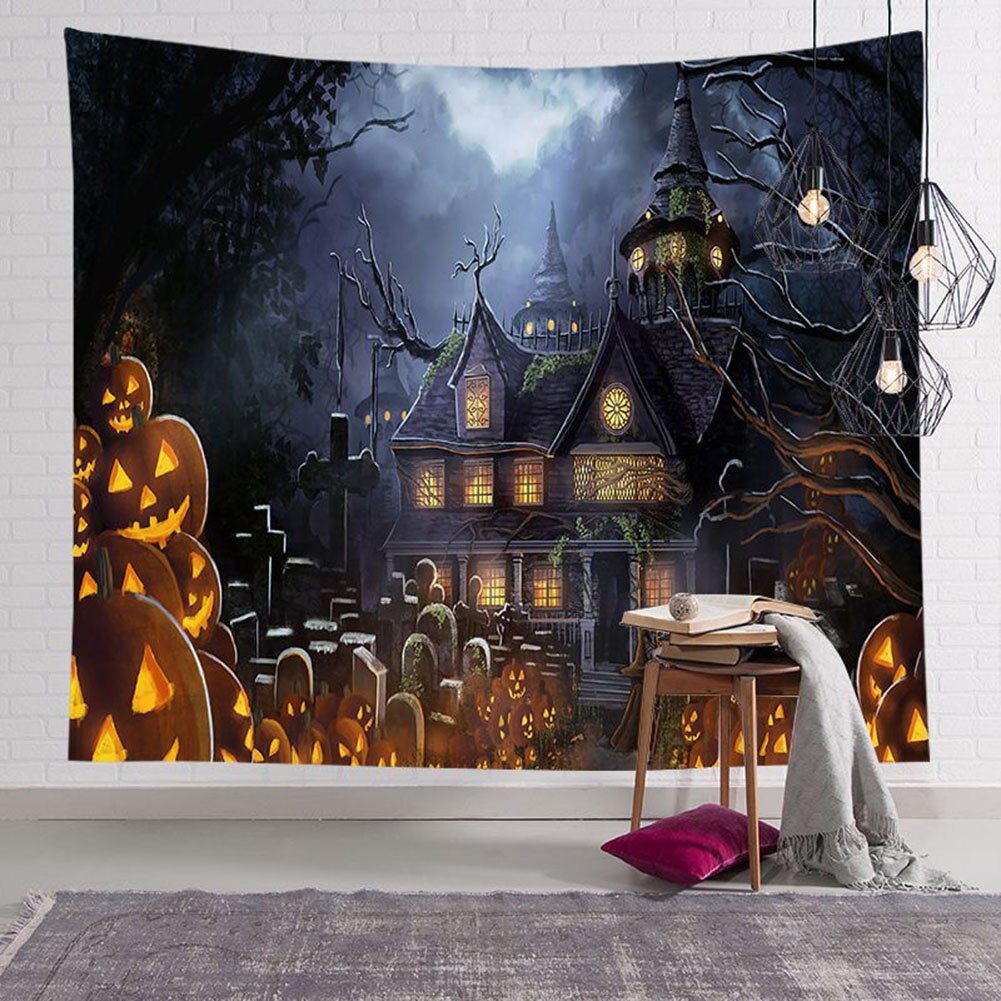 Halloween-seinävaate luuranko kurpitsa painatus seinävaate gobeliini pöytäliina makuuhuone sisustus tausta kangas tapastry
