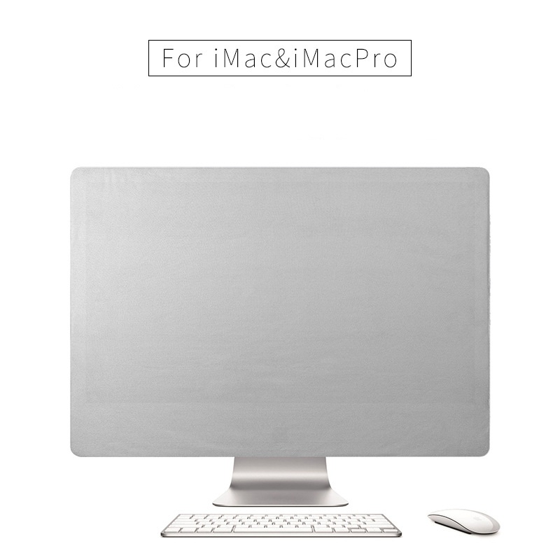 Silver Polyester stretch Computer Monitor Dust Cover Protector with Inner Soft Lining for Apple iMac LCD Screen Mouse Dust Cover