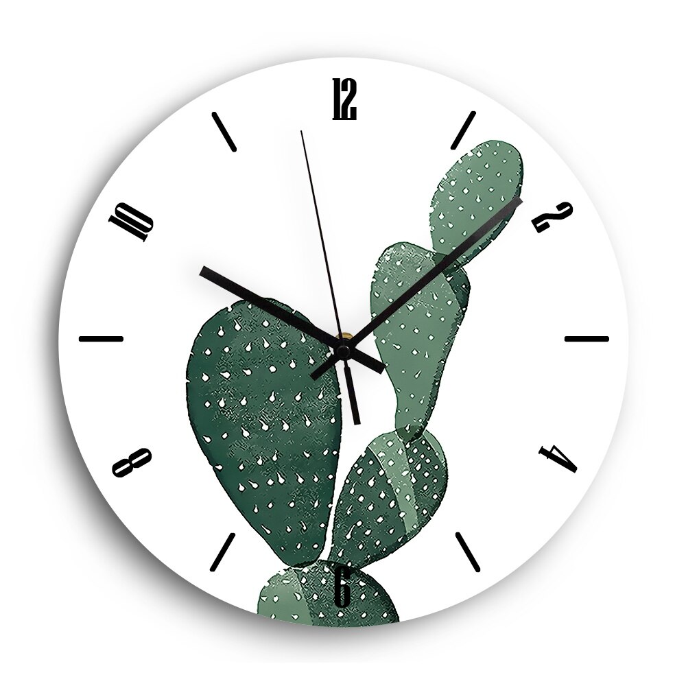 Plante digital vægur moderne lydløs kvarts kaktus stue dekorativ akryl ur på væggen ur hjem indretning: Yakel 0185
