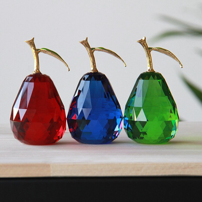 Kleur Kunstmatige Kristallen Glas Peer Fruit Art Decoratie Voor Plated Inrichting Craft Voor Thuis En Bruiloft Decoratie Artikelen