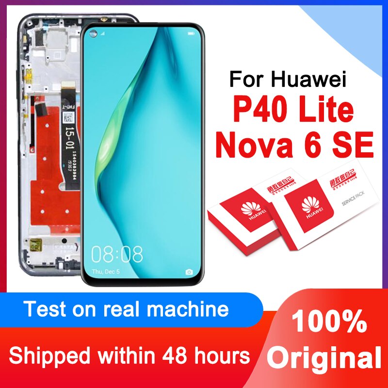 100% Original 6.4&#39;&#39; LCD Replacement For Huawei P40 Lite Display Touch Screen Digitizer Assembly For Nova 6 SE LCD Panel