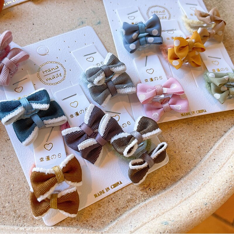 10 pz/lotto Bowknot accessori per capelli per bambini principessa ragazze Solid Dot fascia per capelli copricapo bambini corde per capelli elastici copricapo