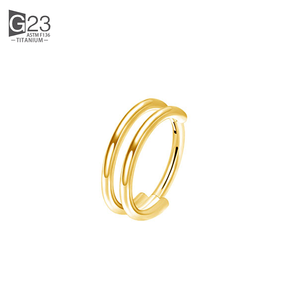 G23 Titanium Implantaat Scharnierende Naadloze Oorbellen Clicker Hoepel Ring Voor Kraakbeen Helix Toren Septum Daith Tragus Schelp: Black / Licht Geel Kleur