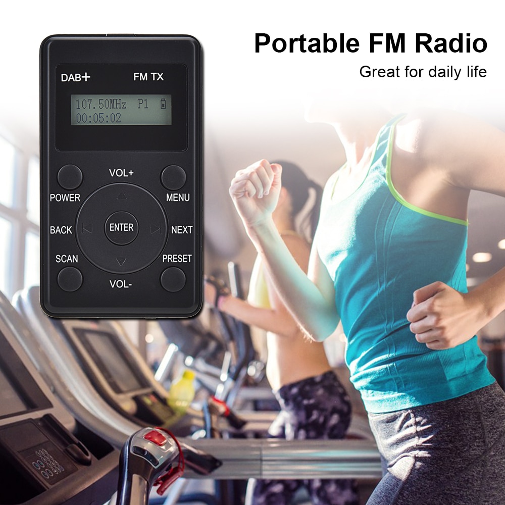Mini Radio FM DAB + receptor de FM con auriculares, transmisor de DAB-FM portátil, Radio Digital recargable con micro-usb para viajes diarios