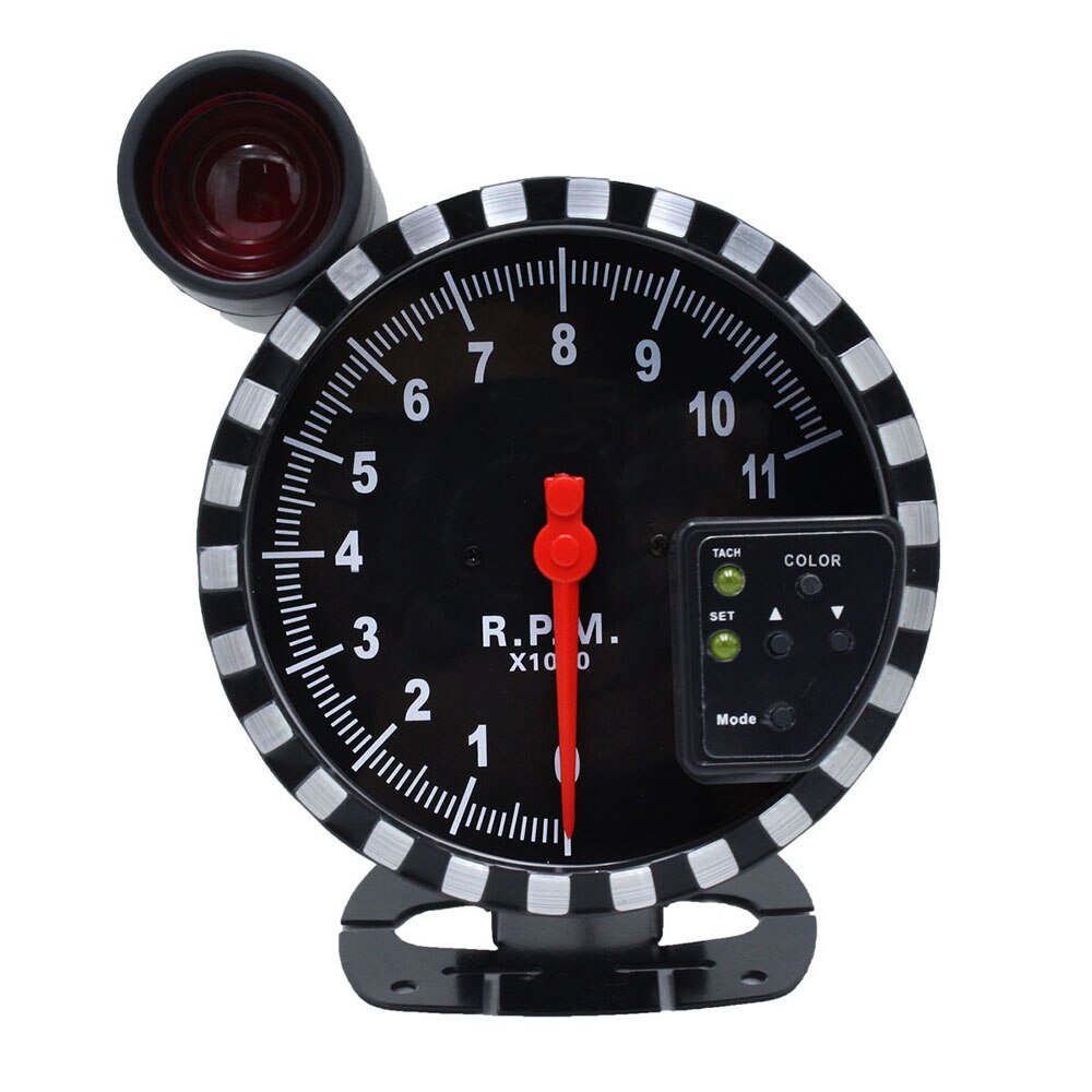 5 Inch RPM Gauge 11000 Tachometer Stepper Motor Meter with Shift Light Work For 1-10 Cylinders Car: 7C7716BKBK