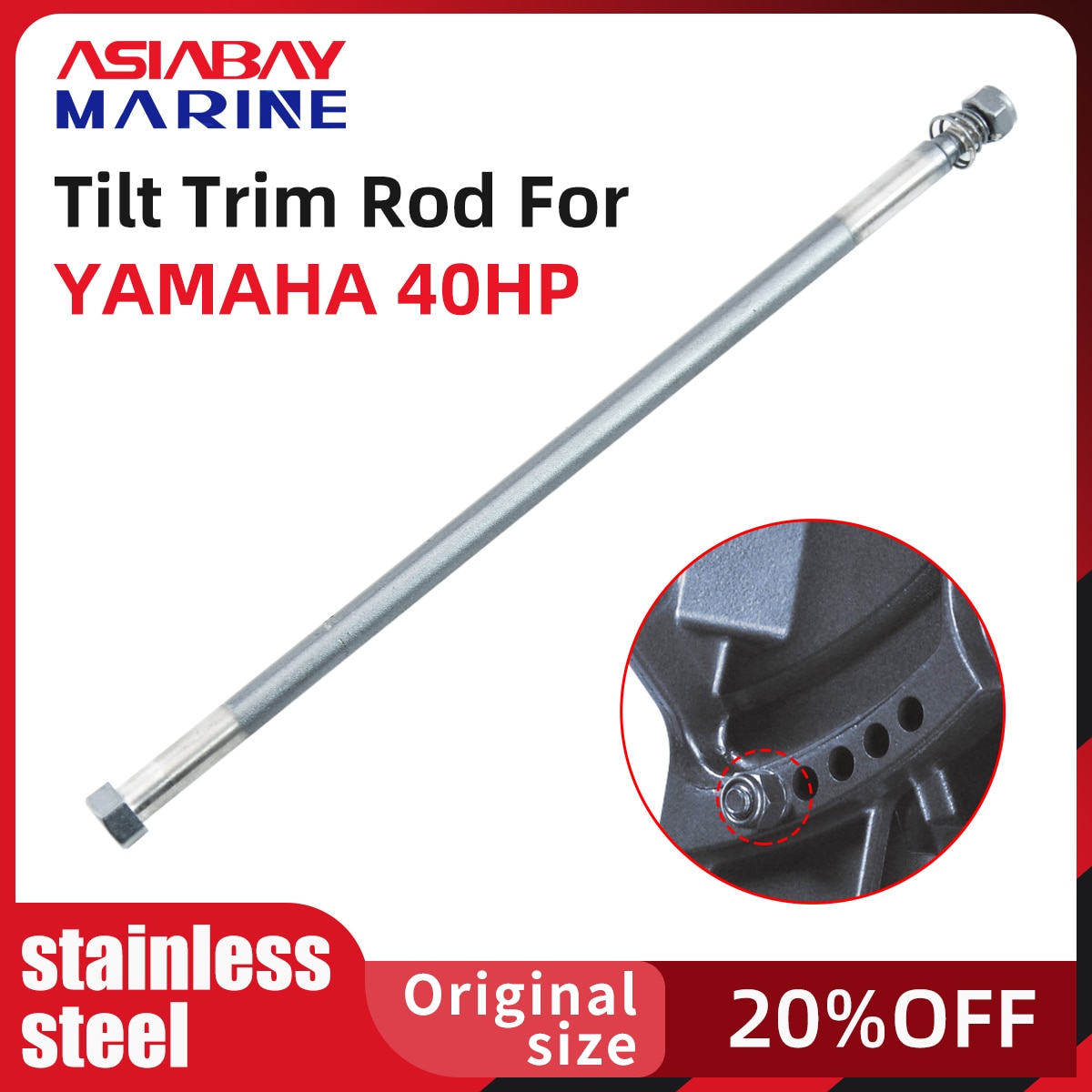 Tilt Trim Rod For Yamaha Outboard 40hp Motor Swivel Bracket Stainless Steel Shaft Boat Ship Marine Engine Part