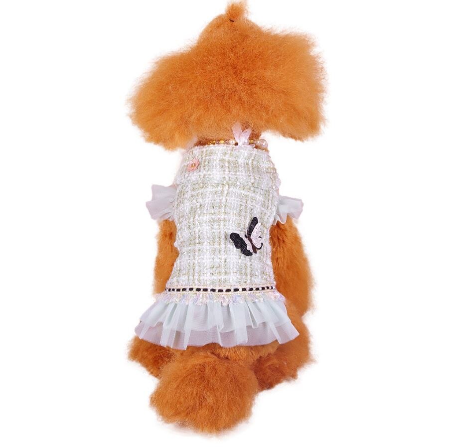 Prinses Hond Kat Winter Jurk Jas Plaid &amp; Vlinder Pet Puppy Hoodie Warme Kleding Apperal