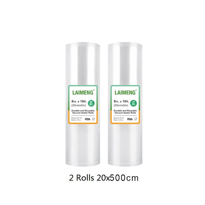 Laimeng vakuumförslutningspåsar för vakuumförpackare sous vide-påsar 2 rullar vakuumförpackningsförpackningar matpåse för matförvaring  r131: 2r 20-500cm