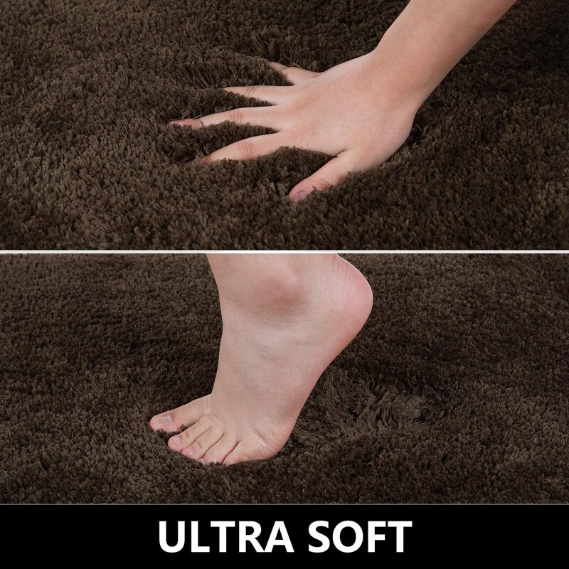 Juego de alfombras de baño 2 piezas-alfombra de baño suave peluda y alfombra de baño en forma de U, lavado a máquina antideslizante/absorbente en seco