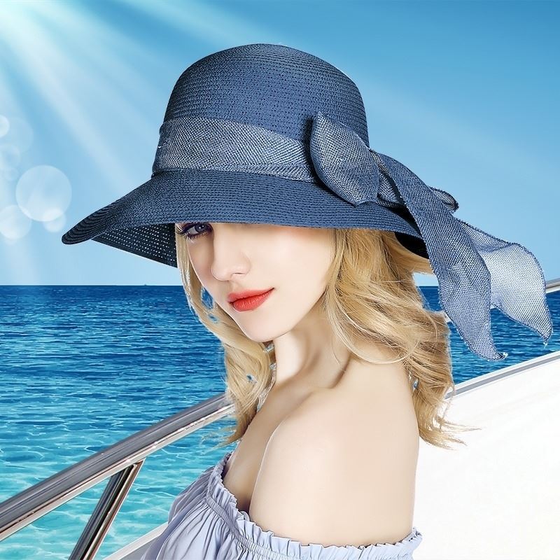 Dame Strik Strohoed Volwassen Zomer Zonnebrandcrème Leisure Cap Brede Rand Studenten Verse Raffia Shading Zonnehoed Opvouwbaar