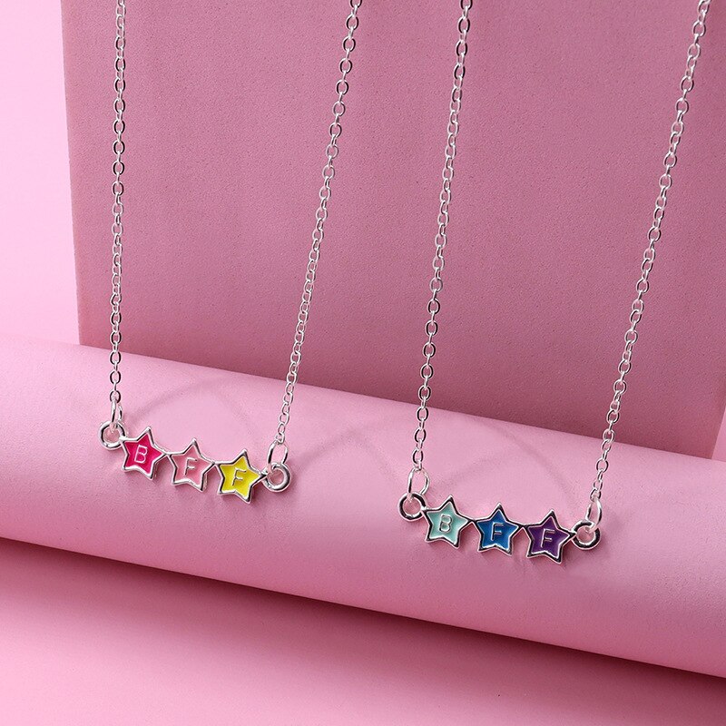 2PCS/Set Cartoon Cat Shape Pendant Chain Best Friends Necklace BFF Friendship Children's Jewelry for Girls: Style 10