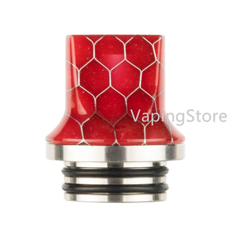 Delrin SS 810 Flat Drip Connector Tip Polished Adaptor Odan Tank/Odan Mini Tank/Skrr S/NRG Tank/Hellvape Destiny RTA Mouthpiece: Cobra Red