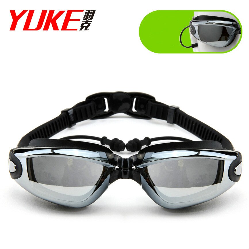 YUKE Swimming Goggles Earplug Adult Silicone Swim Cap Pool Glasses anti fog Adult Optical Waterproof Eyewear