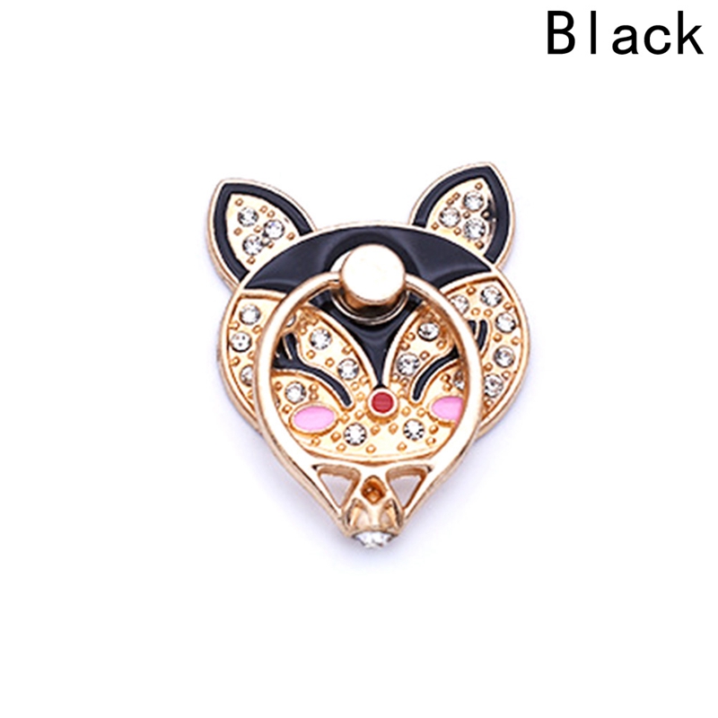 Metal Diamond Fox Mobile Phone Bracket Universal Paste Metal Anti-fall Lazy Bracket Mobile Phone Ring Buckle Phone Holders