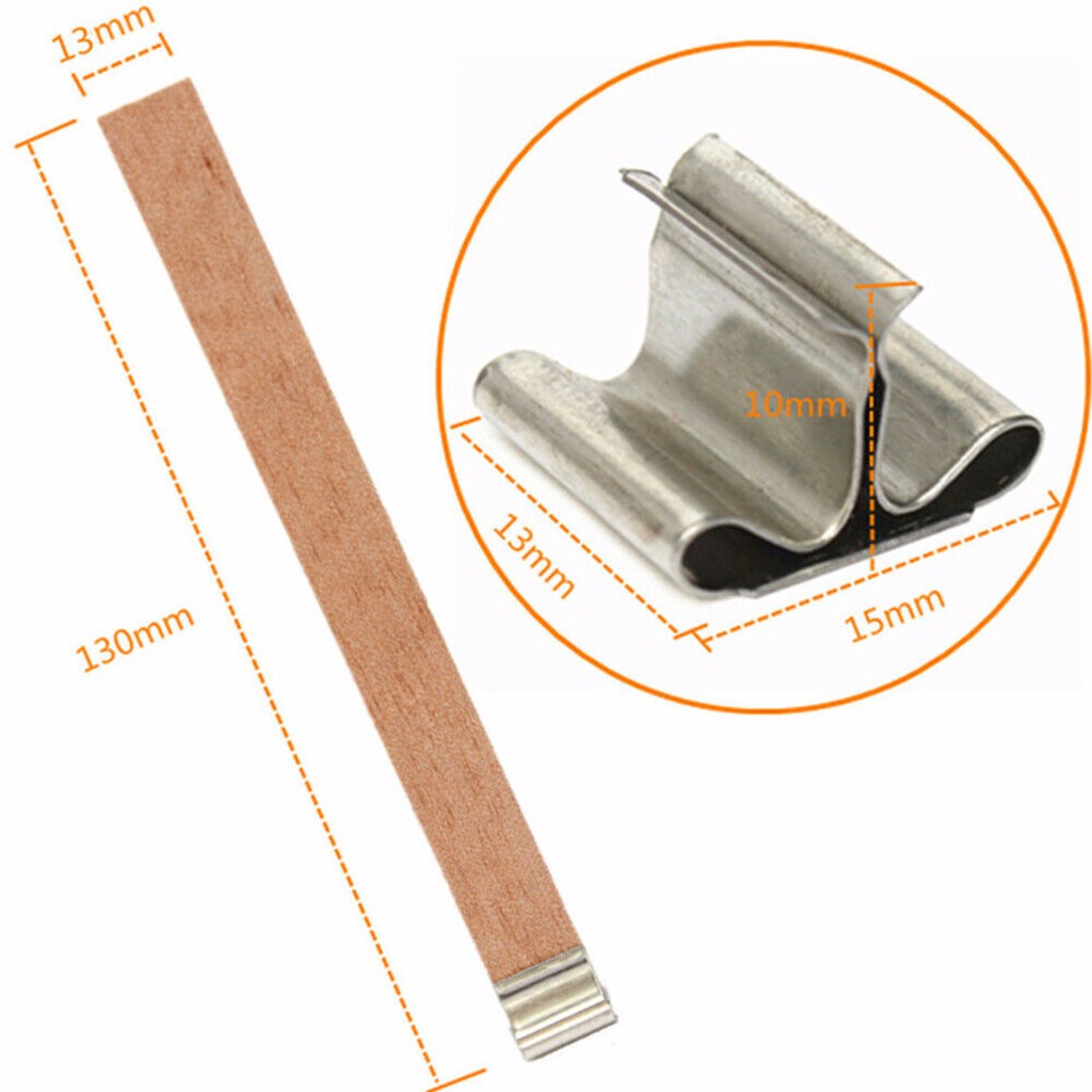 Velas de madera palo de incienso con soporte de hierro soporte de soporte para vela hecho a mano Diy suministro para manualidades cera de parafina de soja 50 Set # YJ