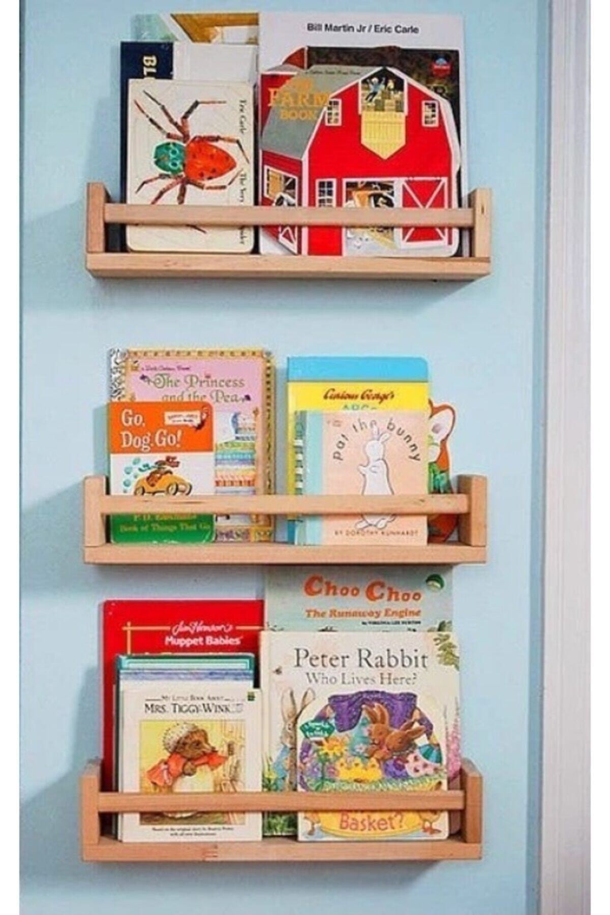 Bibliothèque En Bois Enfant Bébé Fille Garçon Décoratif Organisateur De Stockage Étagère Murale Bibliothèque En Bois Bibliothèque 3 Pièces 50 cm