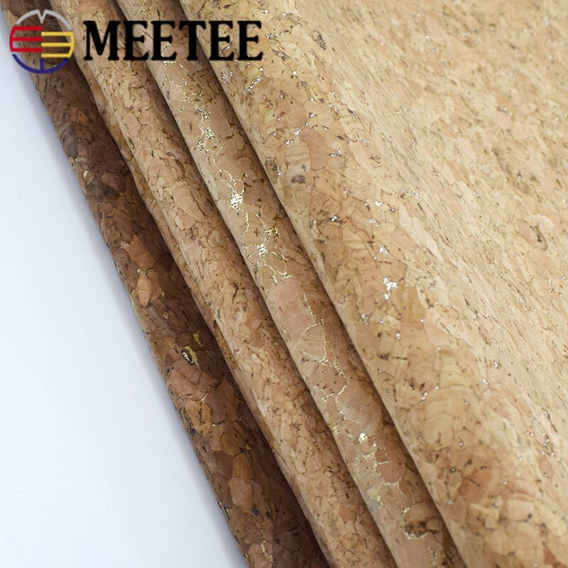 Meetee 90 x 140cm 0.5mm tissu en cuir de liège naturel pur tissu grain de bois matériau doux pour chaussures de fond sac à main décoration artisanat