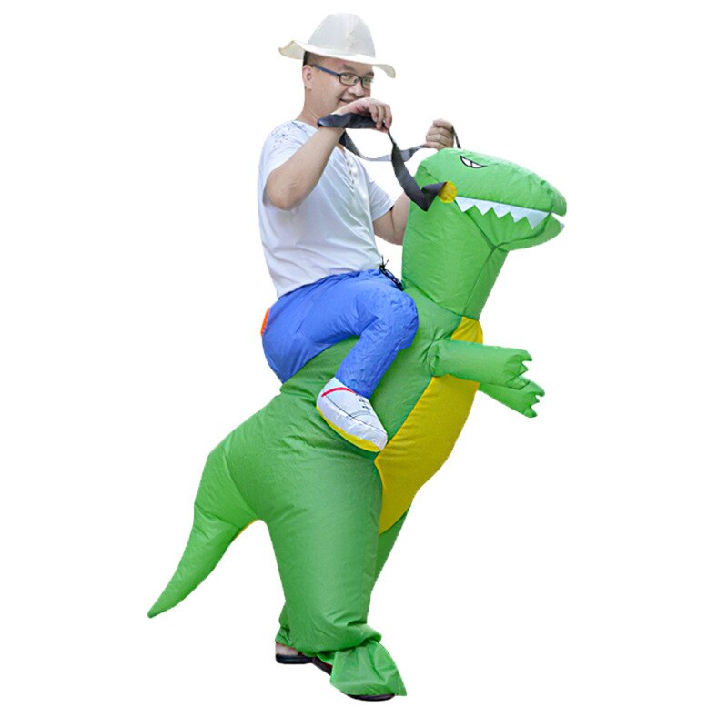 Inflatable 3D Dinosaur Costume party Cosplay costumes Fancy Mascot Anime halloween can ride Costume For adult kids Dino Cartoon: green S  B