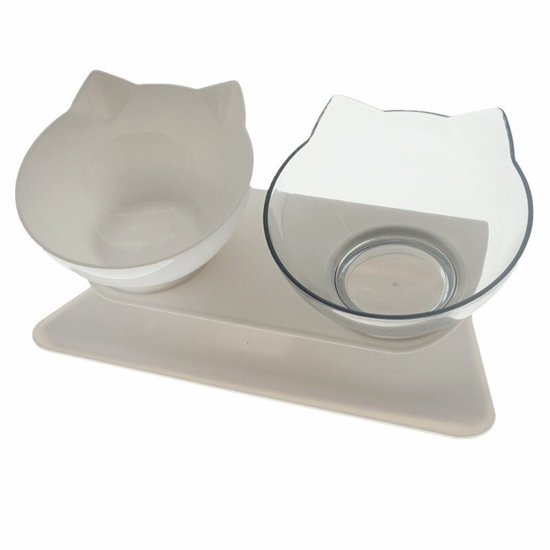 Antislip dubbele kattenbak, hondenbak met standaard, voerbak voor katten, waterbak voor katten, voerbakken voor honden, voerbak voor honden, benodigdheden: Dubbele gemengde kleur