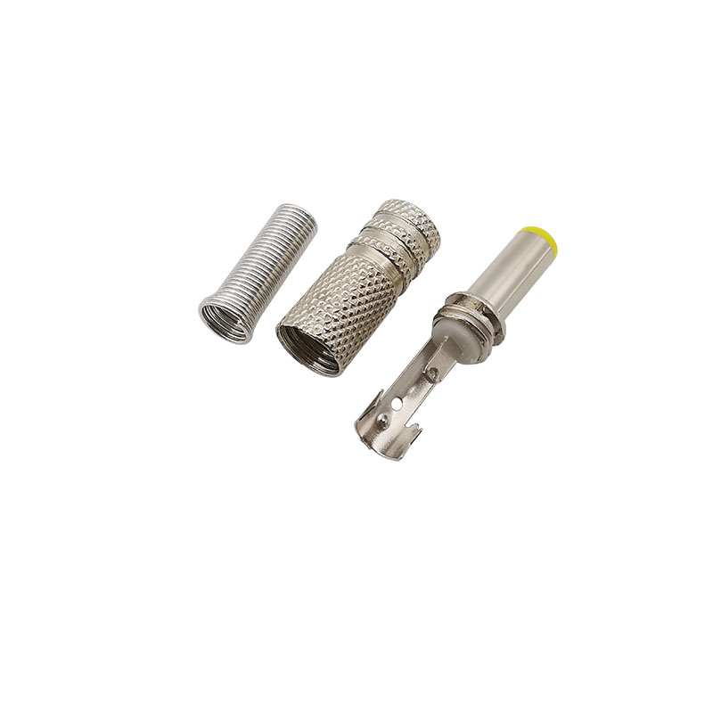 2/5Stck Silber Metall 5,5x2,1mm/5,5x2,5mm DC Strom Stecker Jack schweißen Stecker mit Frühling und Gelb Kopf 5.5*2.1/5.5*2,5mm