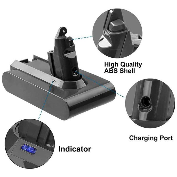 OLNYLO Replacement Battery & Charger for Dyson V6 SV07 SV09 DC58 DC62 - 21.6V 3000mAh Li-ion