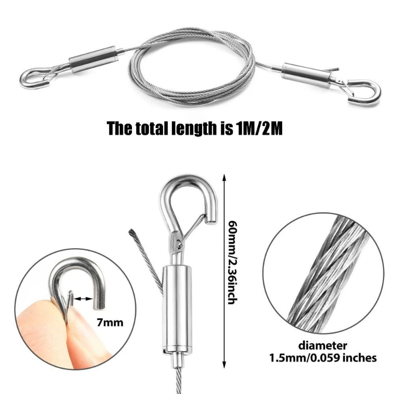 Adjustable Wire Rope Spring Hook Clothesline Pictu... – Grandado