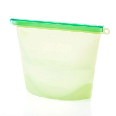 Zip Top Leakproof 3 Pcs Silicone Food Storage Containers Household Stand Up Zip Shut Container Cup Bowl for Kitchen Out: sealed bags green