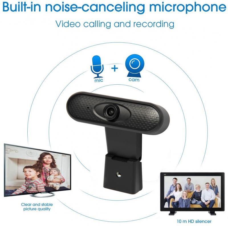 1080P HD webcam with built in mic for laptops and desktops Android TV high def fixed focus web camera with digital stereo mic