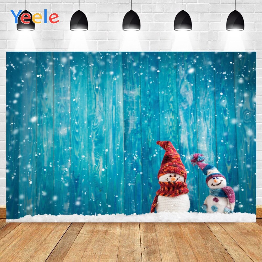 Yeele Christmas Light Bokeh Wood Backgrounds For Photography Winter Snowman Baby Newborn Portrait Photo Backdrop Photocall